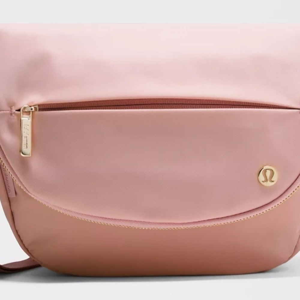 Lululemon Athletica Pink Crossbody Bag with Gold Details